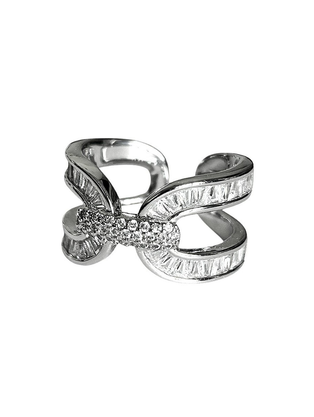 Chanel Style Sterling Silver With Sparkling Pave Chrystals